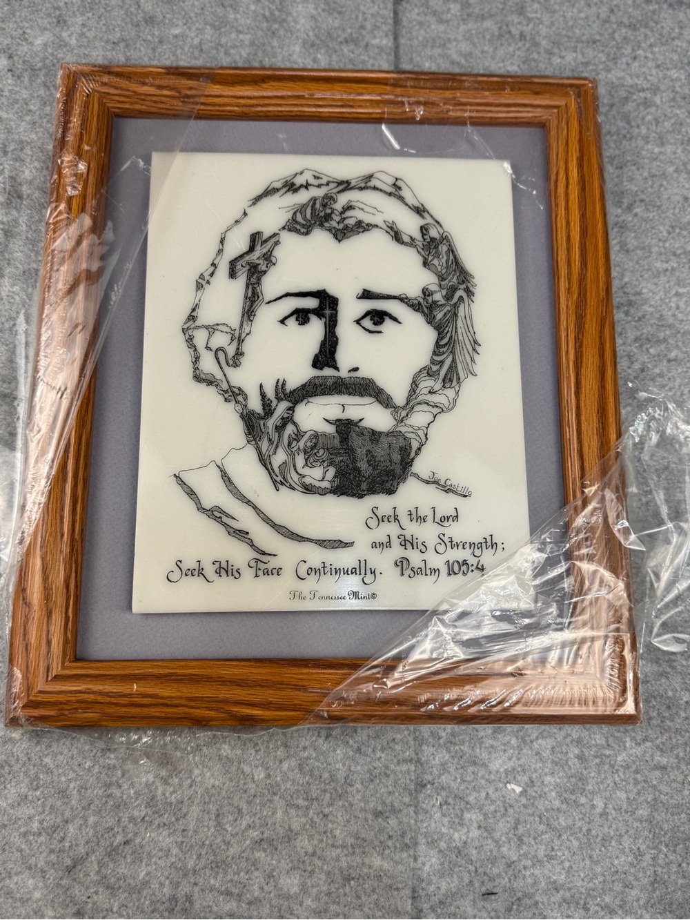 Jesus Wall Art Joe Castillo Face of Christ Framed Psalm 105:4 | Lollie Closet